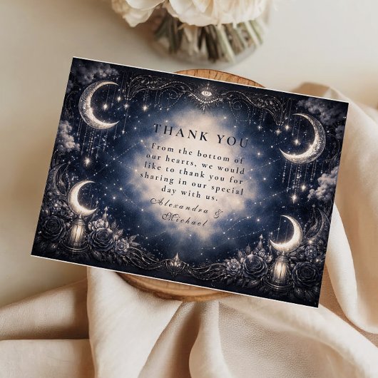 Carte De Remerciements Celestial Moon Gothic Wedding