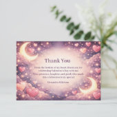 Carte De Remerciements Celestial Moon Hearts Valentine Party (Debout devant)