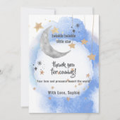 Carte De Remerciements Celestial Moon Stars, Pastel Blue And Gold (Devant)