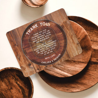 Carte De Remerciements Centre de table rond en bois rustique chic moderne