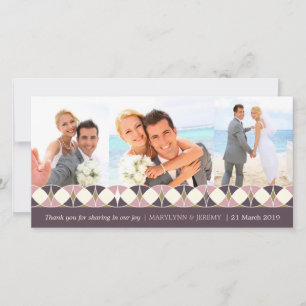 Carte De Remerciements Cercles Art Déco vintage 3 Mariage multi-photos