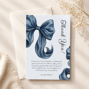 Carte De Remerciements Cérémonie de bébé au noeud pap en jeans bleus