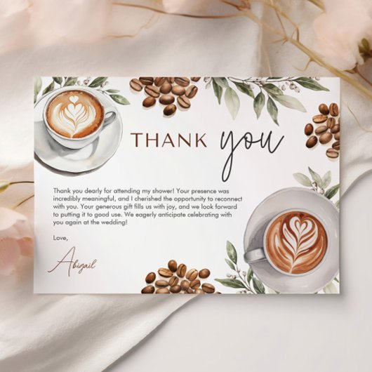 Carte De Remerciements Cérémonie de mariage autour du café - L'amour est 