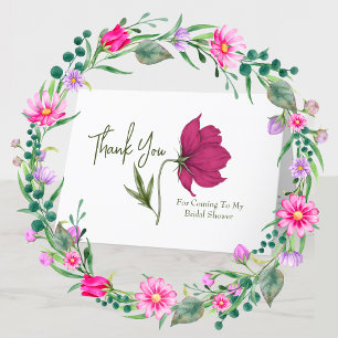 Carte De Remerciements Cérémonie de mariage fleurie rouge élégante Cosmos