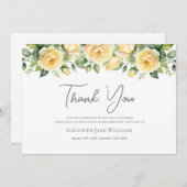 Carte De Remerciements Cérémonie funéraire Rose jaune (Devant / Derrière)