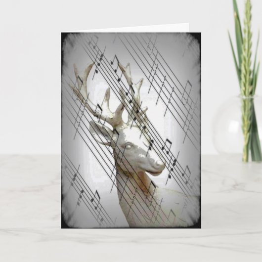 Carte De Remerciements Cerfs communs avec les notes musicales (Devant)