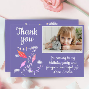 Carte De Remerciements Cerfs-volants dans le ciel Fille violette Photo An