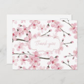 Carte de remerciements cerise en fleurs (Devant / Derrière)