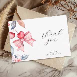 Carte De Remerciements Cerise sur le Baby shower de coquette de la cornei