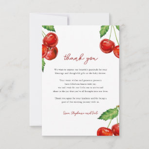 Carte De Remerciements Cerise sur le Baby shower supérieur