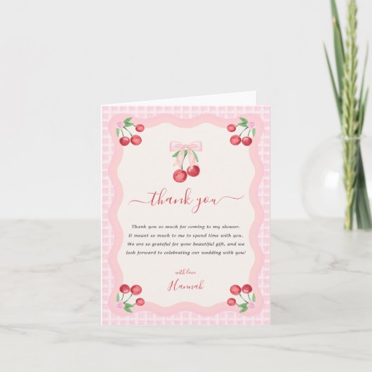 Carte De Remerciements Cerise sur le Gâteau | Réception de mariage (Devant)