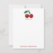 Carte De Remerciements Cerises rouges botaniques Verdure & Fleurs de ceri (Devant)