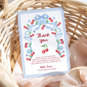 Carte De Remerciements Cerises rouges Whimsical Retro   Baby shower