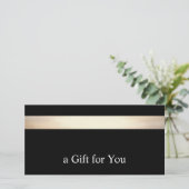 Carte De Remerciements Certificat cadeau Black Gold Stripe (Debout devant)