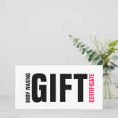 Carte De Remerciements Certificat cadeau de cirage du corps Gras rose (Debout devant)