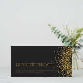 Carte De Remerciements Certificat cadeau design de luxe Gold Sparkle Blac (Debout devant)