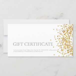 Carte De Remerciements Certificat cadeau design de luxe Gold Sparkle Blan
