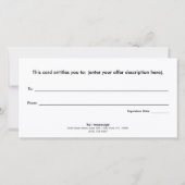 Carte De Remerciements Certificat cadeau Gold Stripe Aqua Blue (Dos)