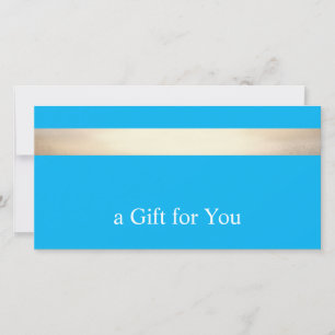 Carte De Remerciements Certificat cadeau Gold Stripe Aqua Blue