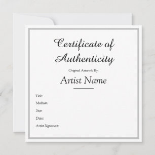 Carte De Remerciements Certificat d'authenticité en argent Carré personna