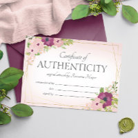 Certificat d'authenticité Fleurs de Prunier Rougeo