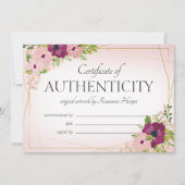 Carte De Remerciements Certificat d'authenticité Fleurs de Prunier Rougeo (Devant)