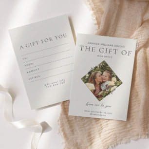 Carte De Remerciements Certificats de carte-cadeau du photographe