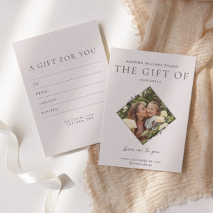 Carte De Remerciements Certificats de carte-cadeau du photographe