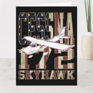 Carte De Remerciements Cessna 172 Skyhawk avec drapeau Vintage des États-