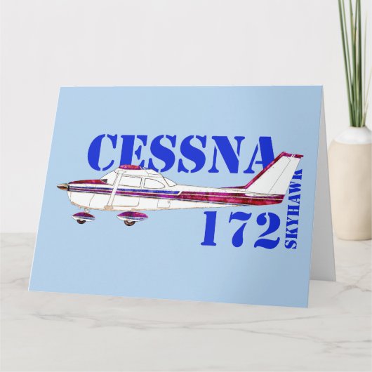 Carte De Remerciements Cessna 172 Skyhawk Illustration Gras Texte Concept (Devant)