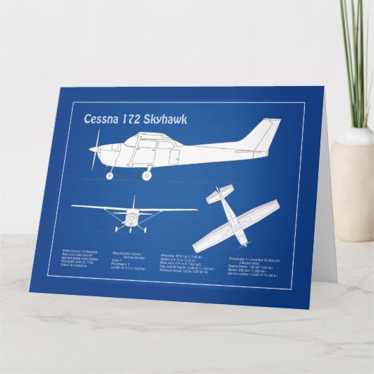 Carte De Remerciements Cessna 172 Skyhawk - Plan directeur de l'avion ABD (Devant)