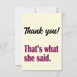 Carte De Remerciements C'est ce qu'elle a dit drôles de notes de remercie