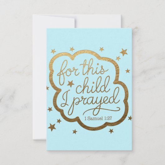 Carte De Remerciements C'est de ce Seigneur que j'ai demandé cet enfant, (Devant)