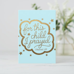 Carte De Remerciements C'est de ce Seigneur que j'ai demandé cet enfant,
