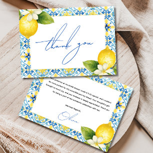 Carte De Remerciements C'est l'Amore Carrelage Bleu Citron Italien pour l