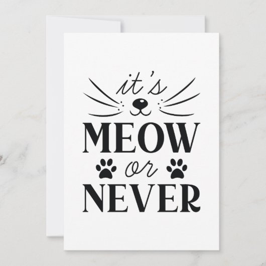 Carte De Remerciements C'est Meow ou Never (Devant)