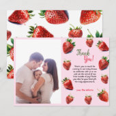 Carte De Remerciements C'est un baby shower de fraise fille (Devant / Derrière)
