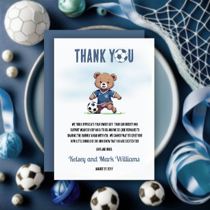 Carte De Remerciements C'est un garçon Bearly Wait Soccer Player Baby sho