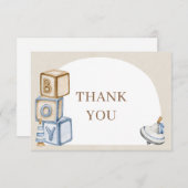 Carte De Remerciements C'est Un Garçon Bleu Boho Blocs Et Jouets Arch (Devant / Derrière)
