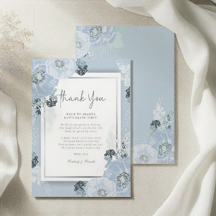Carte De Remerciements C'est un garçon Fleur de Pivoine Bleue Baby Shower