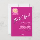Carte De Remerciements C'est une fille ! Baby shower rose moderne. (Devant)
