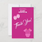 Carte De Remerciements C'est une fille ! Baby shower rose moderne. (Dos)