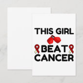 CARTE DE REMERCIEMENTS CETTE FILLE BATTRE LE CANCER (Devant / Derrière)