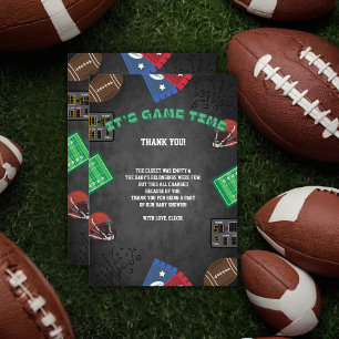 Carte De Remerciements Chalkboard It's Game Time Football Baby shower