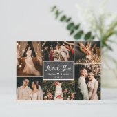 Carte De Remerciements Chalkboard Rustic Multi Photo Mariage (Debout devant)