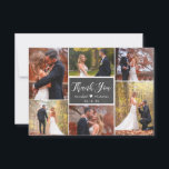 Carte De Remerciements Chalkboard Rustic Script 6 Photo Collage Mariage<br><div class="desc">Tableau Chaleur Rustique Moderne Mariage Script Lettré 6 Multi Photo Collage Mariage Merci Cartes Pas Cher. Élégant modèle mariage avec six (6) photos à l'avant (filtre noir blanc utilisé) et une (1) photo à l'arrière. Avec le texte "merci" dans une tourbillonnant police de script de calligraphie en blanc sur le...</div>