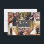 Carte De Remerciements Chalkboard Rustic Script 6 Photo Collage Mariage<br><div class="desc">Tableau Chaleur Rustique Moderne Mariage Script Lettré 6 Multi Photo Collage Mariage Merci Cartes Pas Cher. Élégant modèle mariage avec six (6) photos à l'avant (filtre noir blanc utilisé) et une (1) photo à l'arrière. Avec le texte "merci" dans une tourbillonnant police de script de calligraphie en blanc sur le...</div>