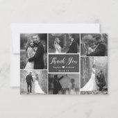 Carte De Remerciements Chalkboard Rustique noir blanc Mariage de collage (Devant)