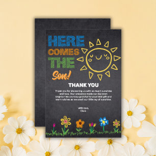 Carte De Remerciements Chalkboard Voici Le Baby shower Fils