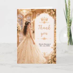 Carte De Remerciements Chambre de bal en or champagne pour un Sweet Sixte